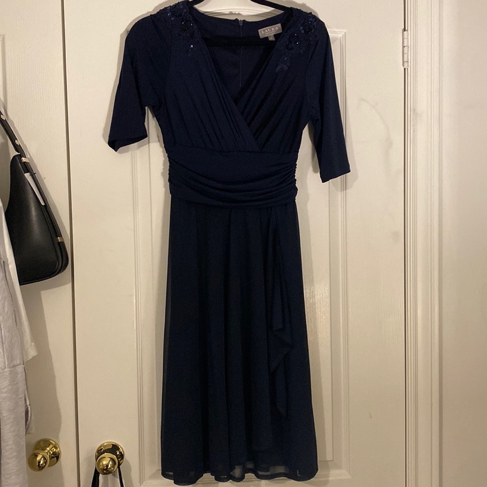 Laura Petites navy blue dress